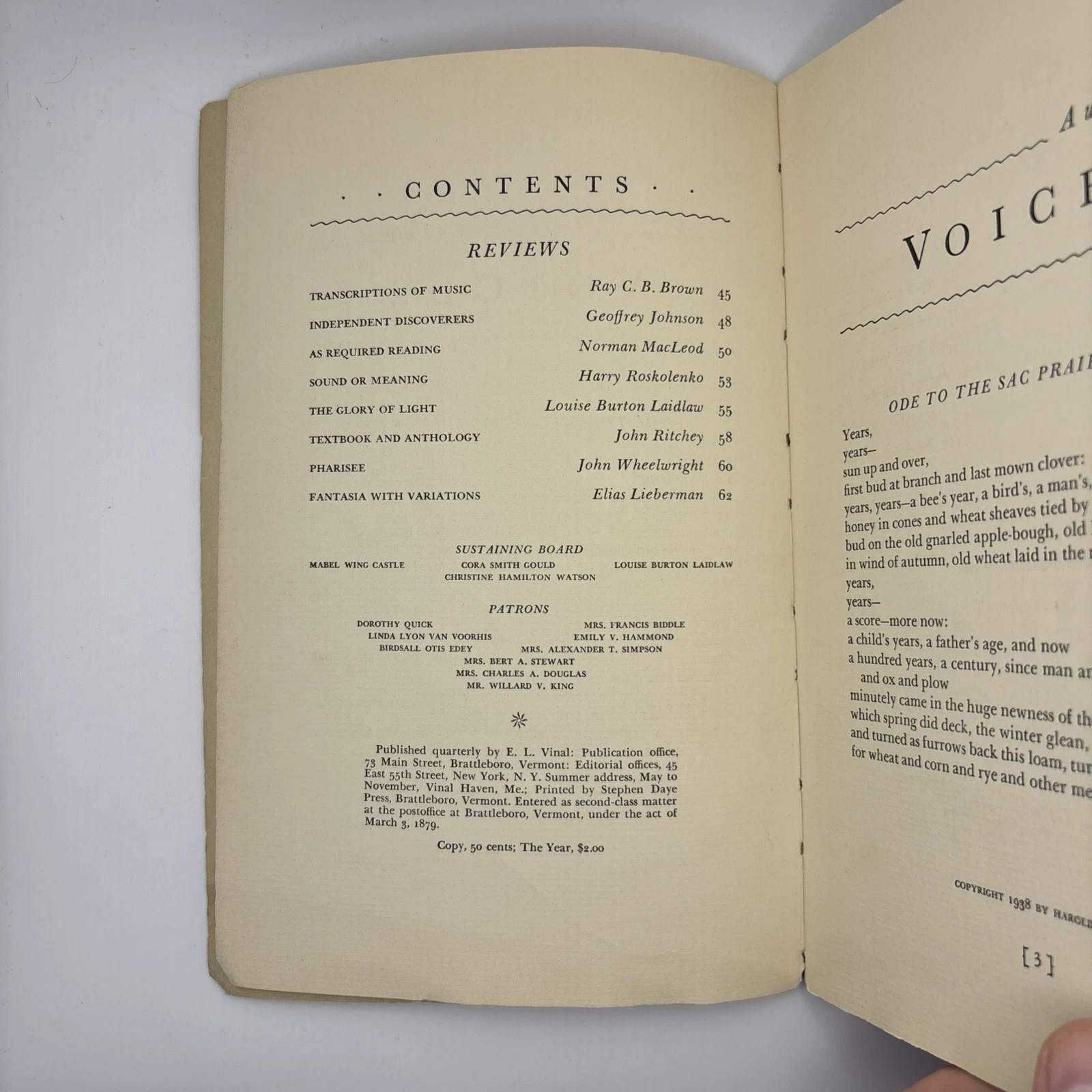 «Voices», No.95, 1938