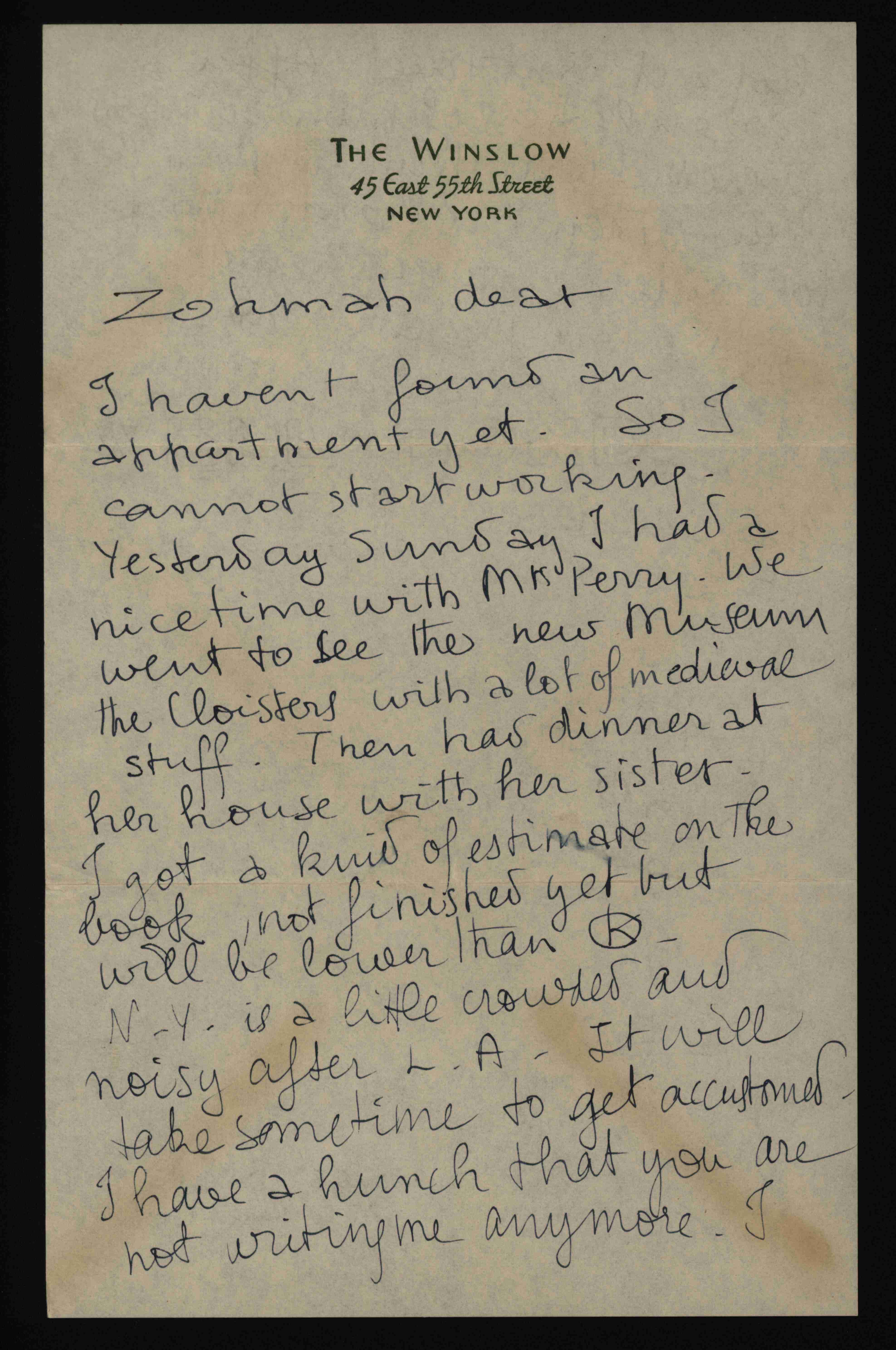 Jean Charlot to Zohmah 1938