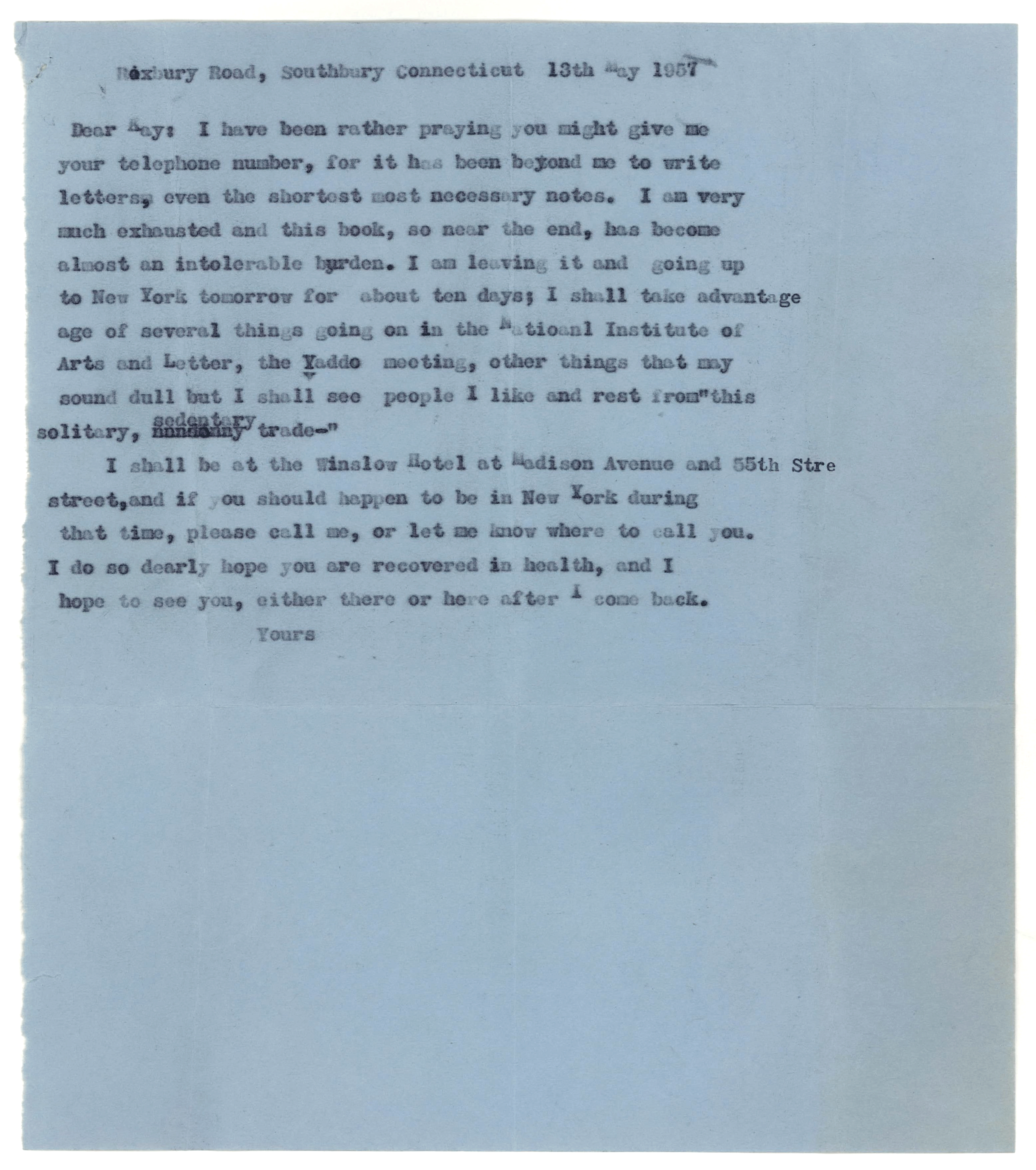 Letter from Katherine Anne Porter to Kay Boyle