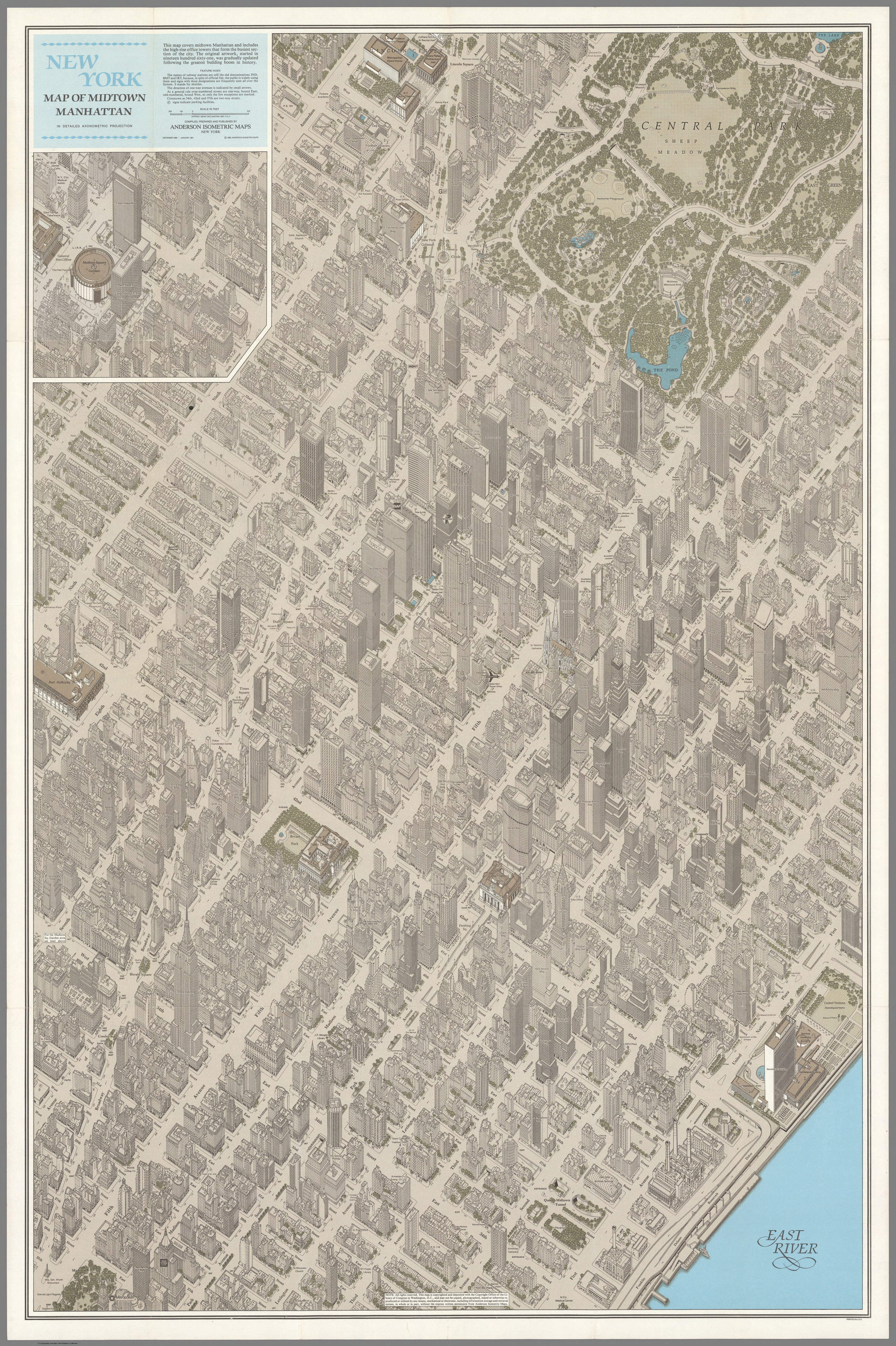 New York. Map of Midtown Manhattan