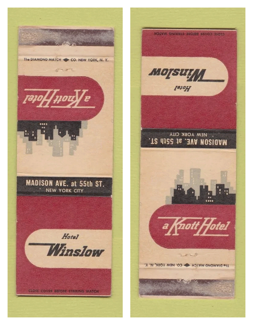 The Winslow Hotel, Matchbook